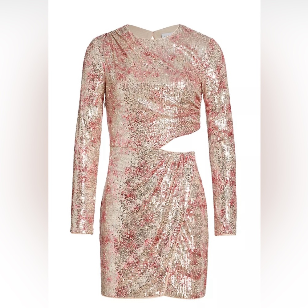 SAYLOR Pink and Gold Sequin Mini Dress